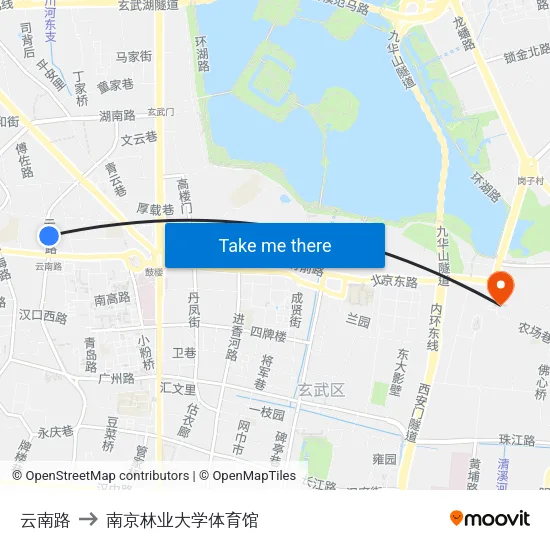 云南路 to 南京林业大学体育馆 map