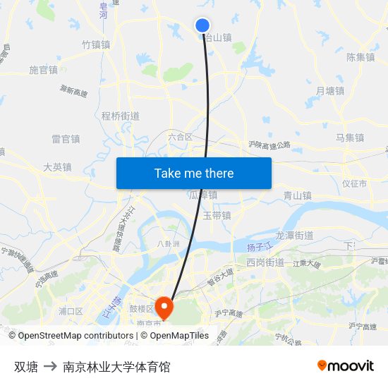 双塘 to 南京林业大学体育馆 map