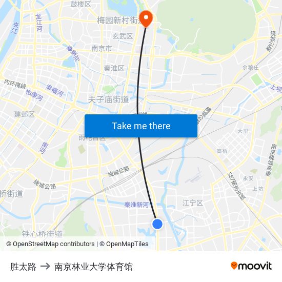 胜太路 to 南京林业大学体育馆 map