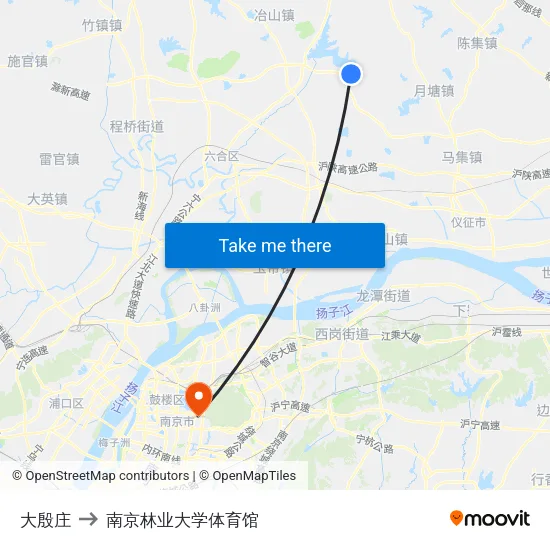 大殷庄 to 南京林业大学体育馆 map