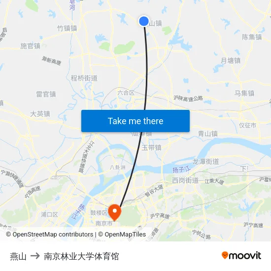 燕山 to 南京林业大学体育馆 map