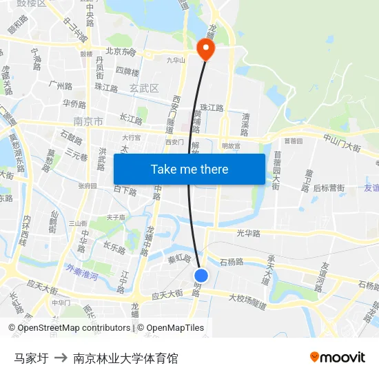 马家圩 to 南京林业大学体育馆 map