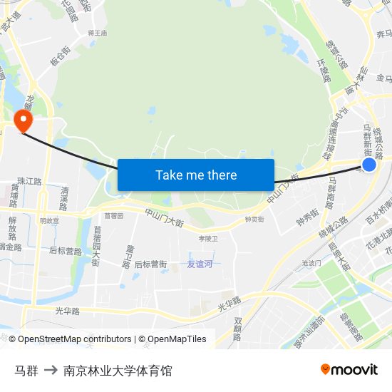 马群 to 南京林业大学体育馆 map