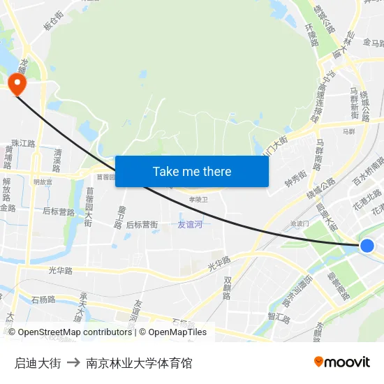 启迪大街 to 南京林业大学体育馆 map