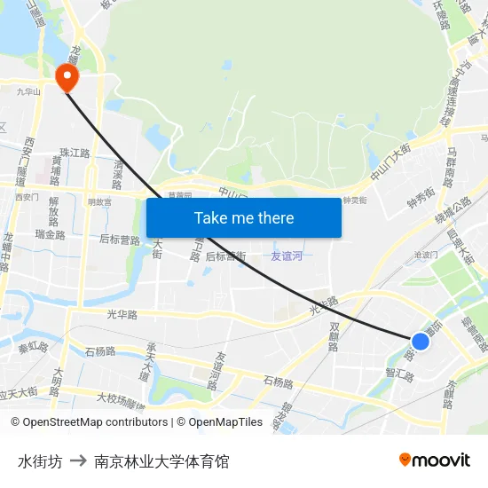 水街坊 to 南京林业大学体育馆 map