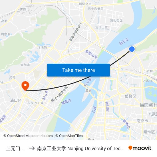 上元门水厂 to 南京工业大学 Nanjing University of Technology map