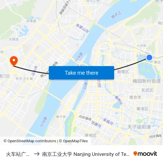 火车站广场东 to 南京工业大学 Nanjing University of Technology map