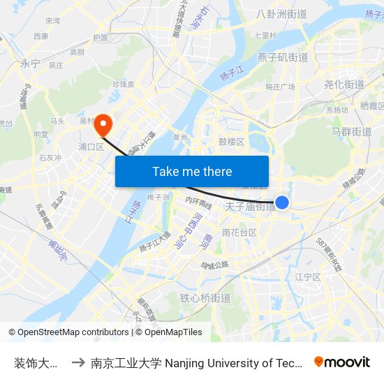 装饰大世界 to 南京工业大学 Nanjing University of Technology map