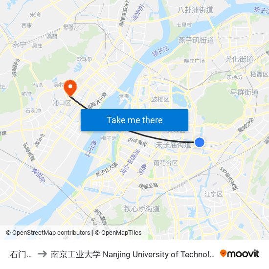 石门坎 to 南京工业大学 Nanjing University of Technology map