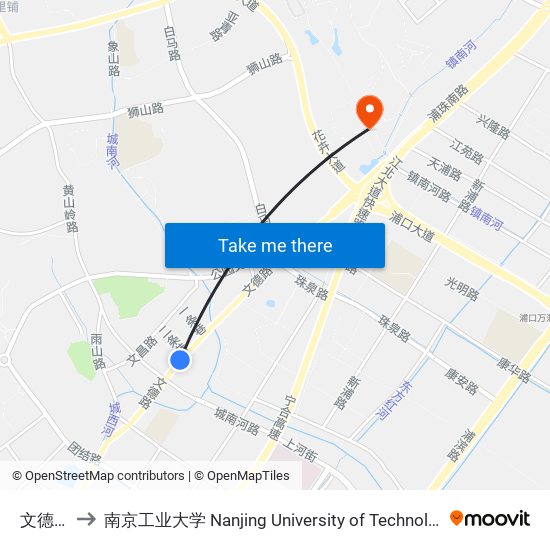 文德路 to 南京工业大学 Nanjing University of Technology map