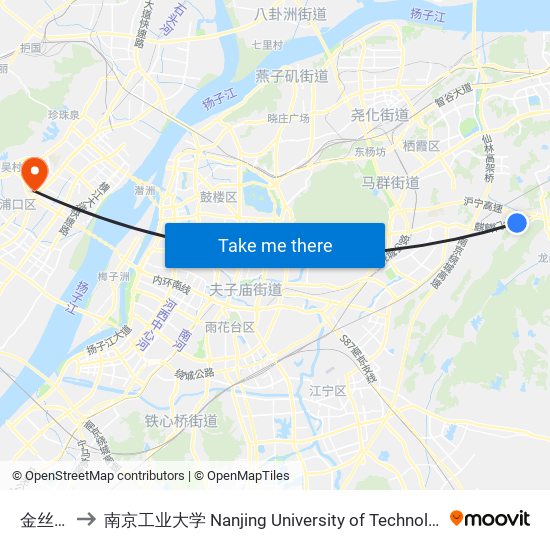 金丝岗 to 南京工业大学 Nanjing University of Technology map