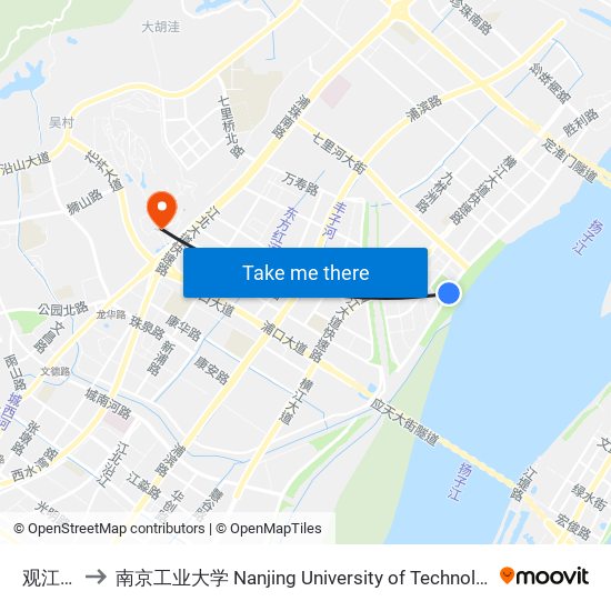 观江台 to 南京工业大学 Nanjing University of Technology map