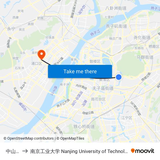 中山门 to 南京工业大学 Nanjing University of Technology map