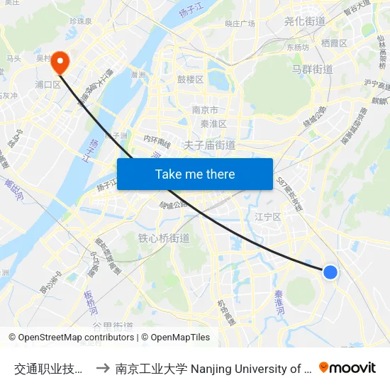 交通职业技术学院 to 南京工业大学 Nanjing University of Technology map