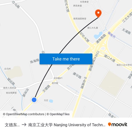 文德东路 to 南京工业大学 Nanjing University of Technology map