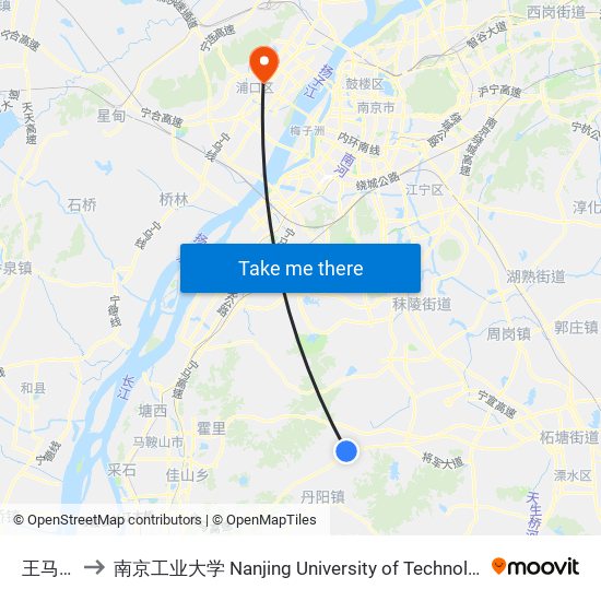 王马场 to 南京工业大学 Nanjing University of Technology map