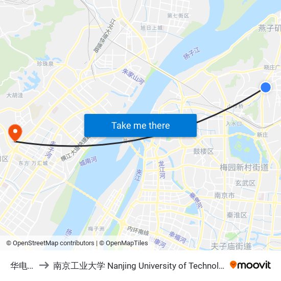 华电路 to 南京工业大学 Nanjing University of Technology map