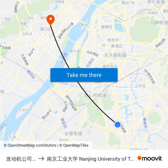 发动机公司南门 to 南京工业大学 Nanjing University of Technology map