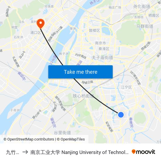 九竹路 to 南京工业大学 Nanjing University of Technology map