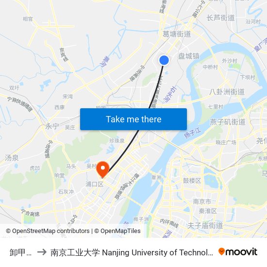 卸甲甸 to 南京工业大学 Nanjing University of Technology map