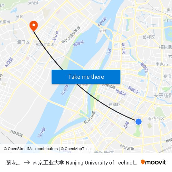 菊花台 to 南京工业大学 Nanjing University of Technology map