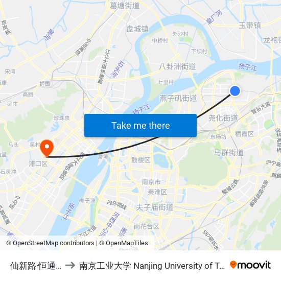 仙新路·恒通大道 to 南京工业大学 Nanjing University of Technology map