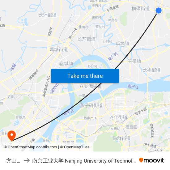 方山村 to 南京工业大学 Nanjing University of Technology map
