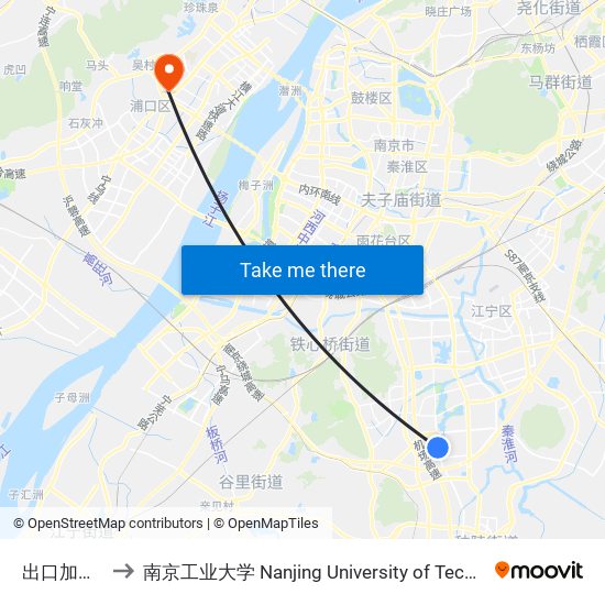 出口加工区 to 南京工业大学 Nanjing University of Technology map