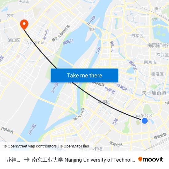 花神庙 to 南京工业大学 Nanjing University of Technology map