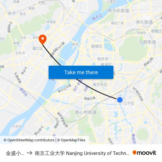 金盛小区 to 南京工业大学 Nanjing University of Technology map