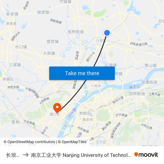 长坝桥 to 南京工业大学 Nanjing University of Technology map