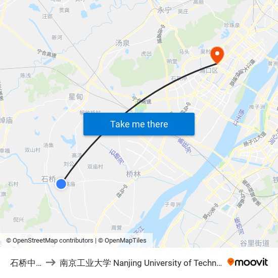 石桥中学 to 南京工业大学 Nanjing University of Technology map