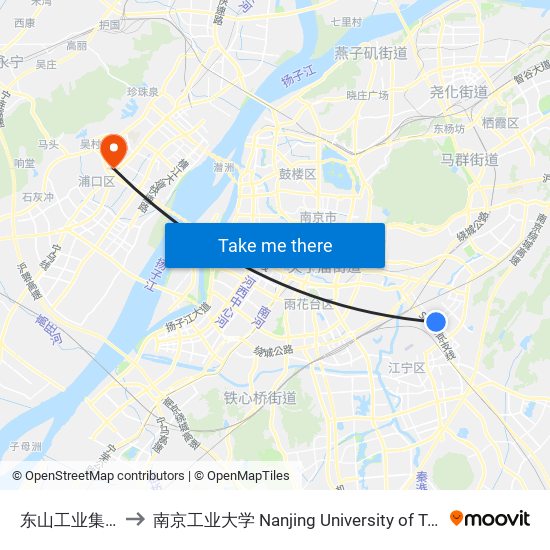 东山工业集中区 to 南京工业大学 Nanjing University of Technology map