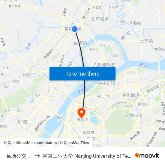 葛塘公交总站 to 南京工业大学 Nanjing University of Technology map