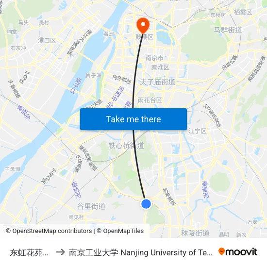 东虹花苑西苑 to 南京工业大学 Nanjing University of Technology map