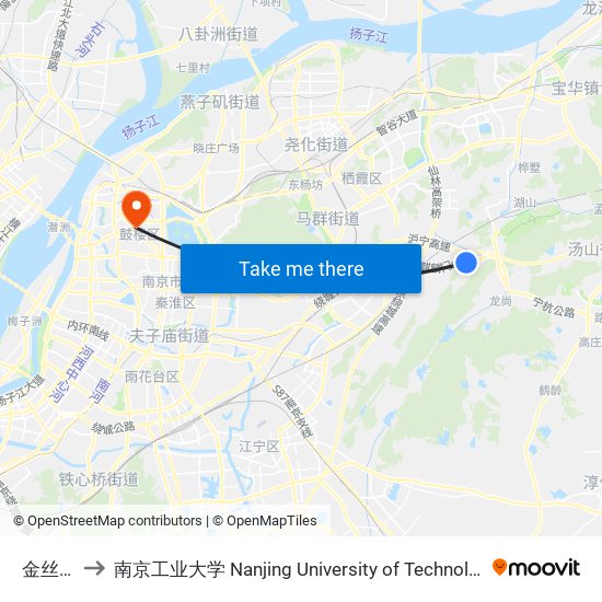 金丝岗 to 南京工业大学 Nanjing University of Technology map