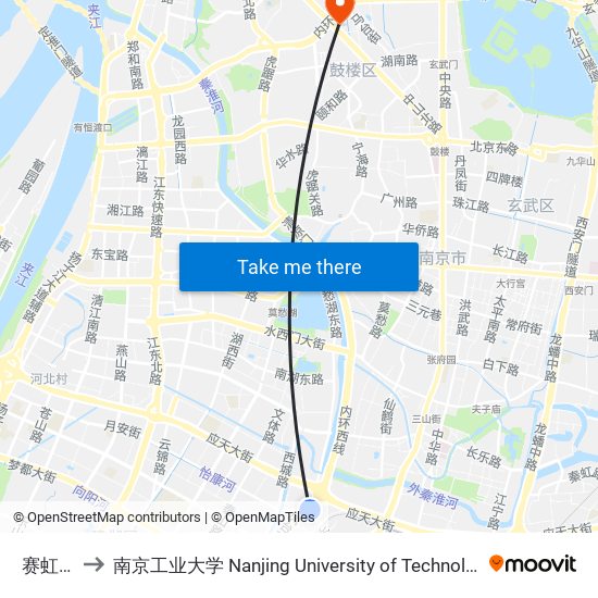 赛虹桥 to 南京工业大学 Nanjing University of Technology map