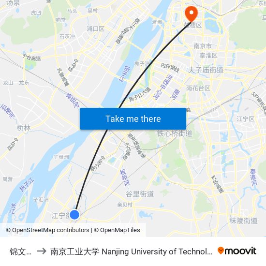 锦文路 to 南京工业大学 Nanjing University of Technology map