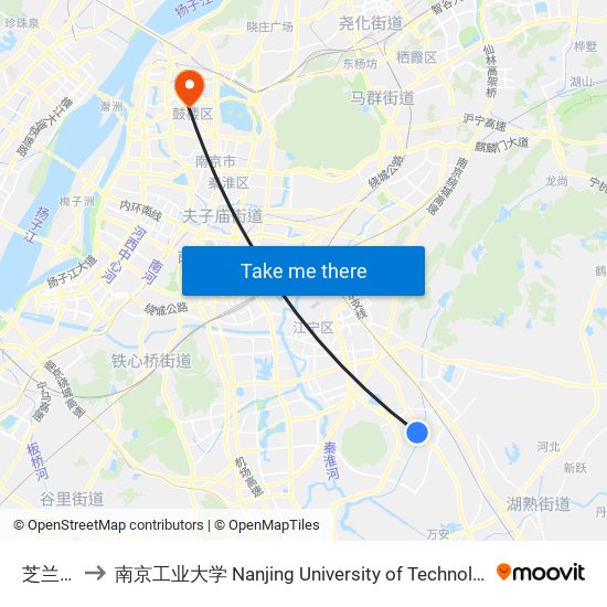 芝兰路 to 南京工业大学 Nanjing University of Technology map