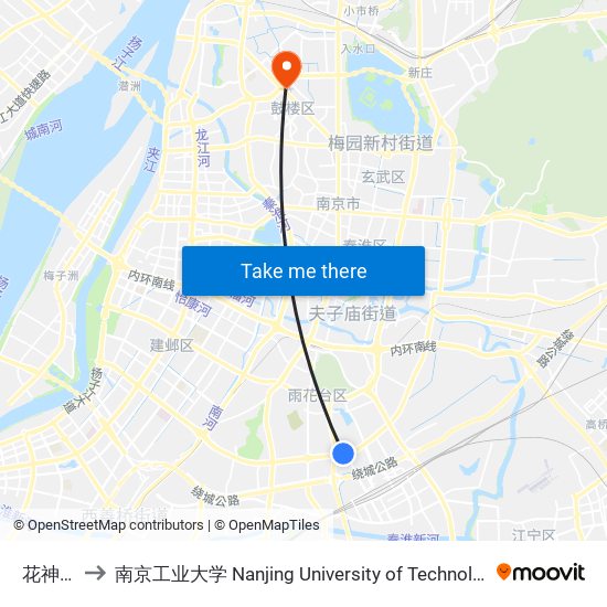 花神庙 to 南京工业大学 Nanjing University of Technology map
