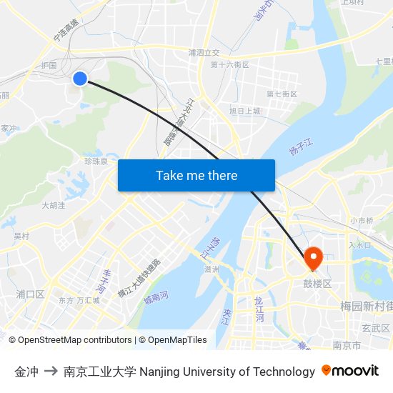 金冲 to 南京工业大学 Nanjing University of Technology map