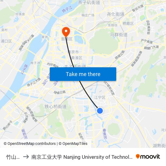 竹山路 to 南京工业大学 Nanjing University of Technology map