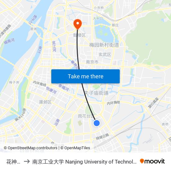 花神湖 to 南京工业大学 Nanjing University of Technology map