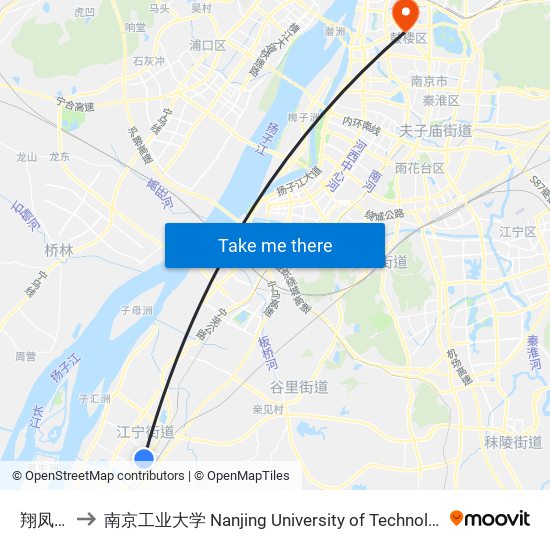 翔凤路 to 南京工业大学 Nanjing University of Technology map