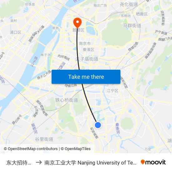 东大招待所北 to 南京工业大学 Nanjing University of Technology map