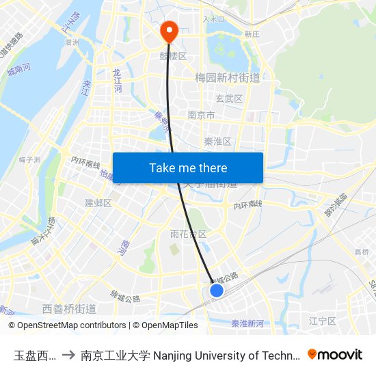 玉盘西街 to 南京工业大学 Nanjing University of Technology map