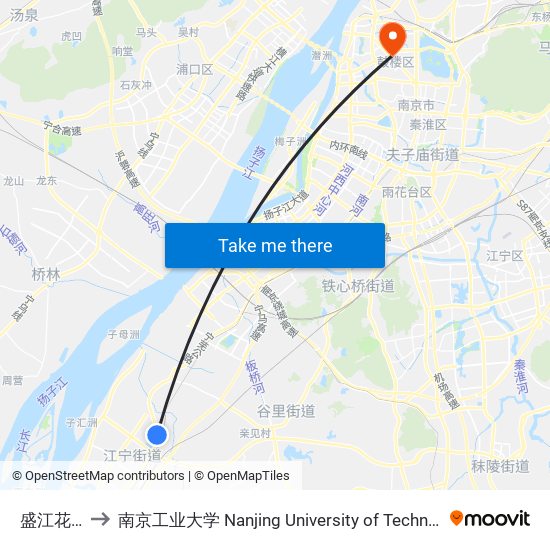 盛江花苑 to 南京工业大学 Nanjing University of Technology map