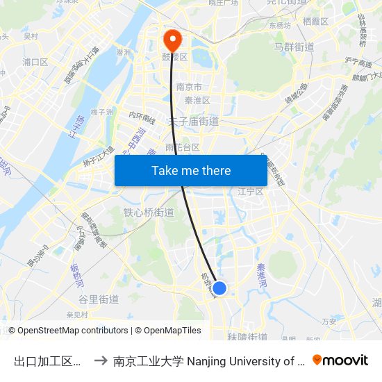 出口加工区客运站 to 南京工业大学 Nanjing University of Technology map