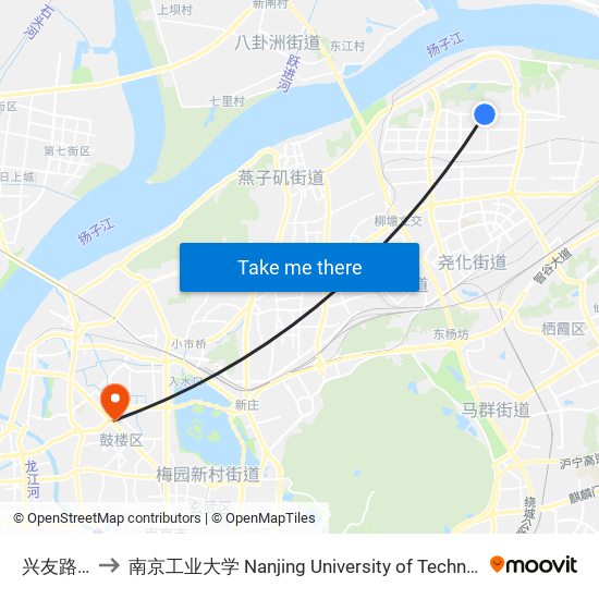 兴友路北 to 南京工业大学 Nanjing University of Technology map