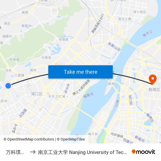 万科璞悦山 to 南京工业大学 Nanjing University of Technology map